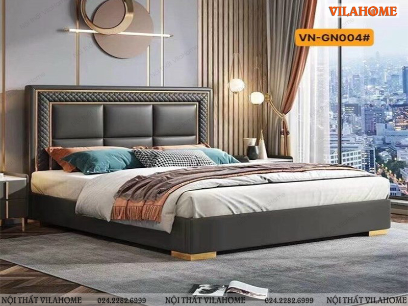 Giường ngủ đơn giản nhập khẩu hiện đại GNVN-004