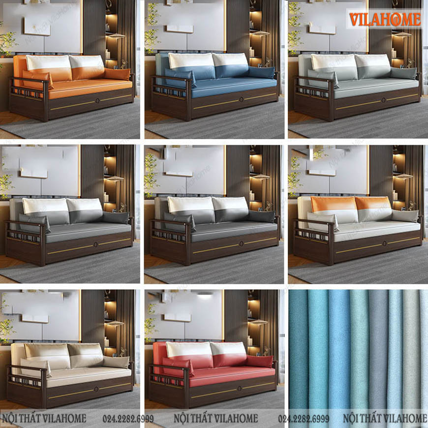 Sofa giường gỗ tự nhiên cao cấp NG114