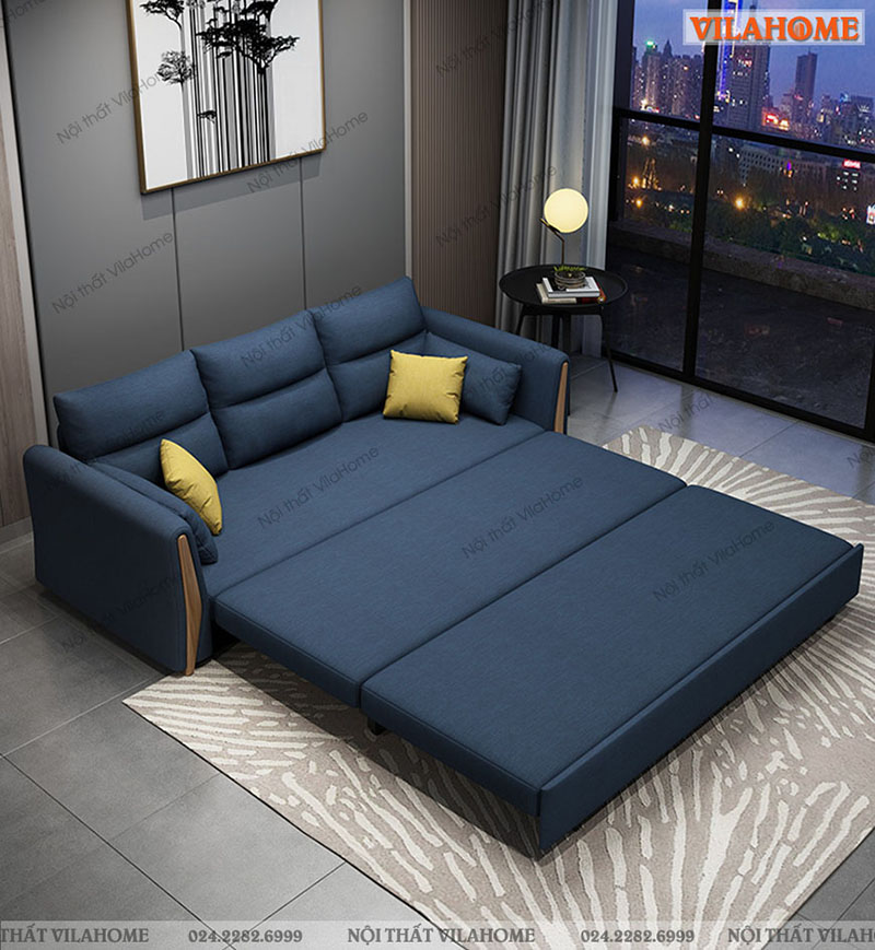 Mẫu sofa giường màu xanh mã S112