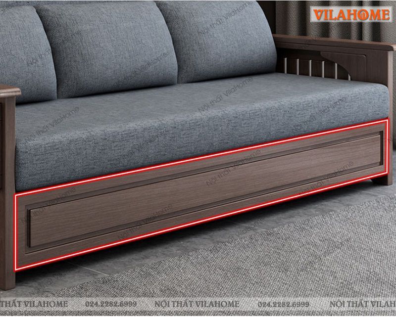 Khung sofa bed làm từ gỗ sồi tự nhiên có khả năng chống chịu lực tốt, chống cong vênh, mối mọt đảm bảo tuổi thọ cực kỳ bền bỉ.