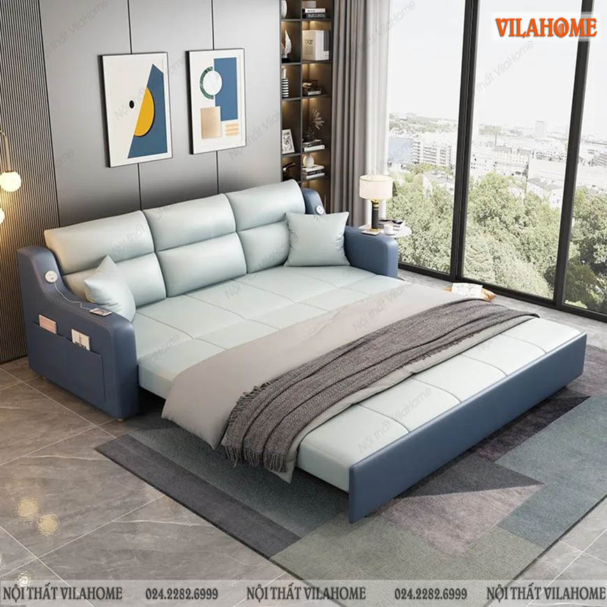 Sofa giường thông minh màu xanh NS138