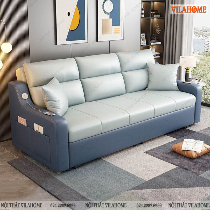 Sofa giường thông minh màu xanh NS138
