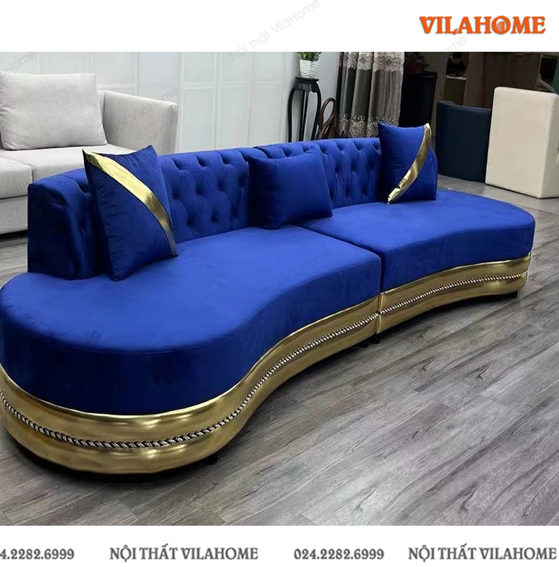 Sofa phòng khách cao cấp nỉ màu xanh PK830