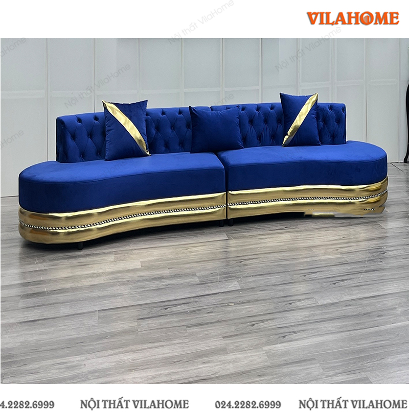 Sofa phòng khách cao cấp nỉ màu xanh PK830