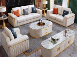 PK825 – Sofa phòng khách màu trắng kem hiện đại