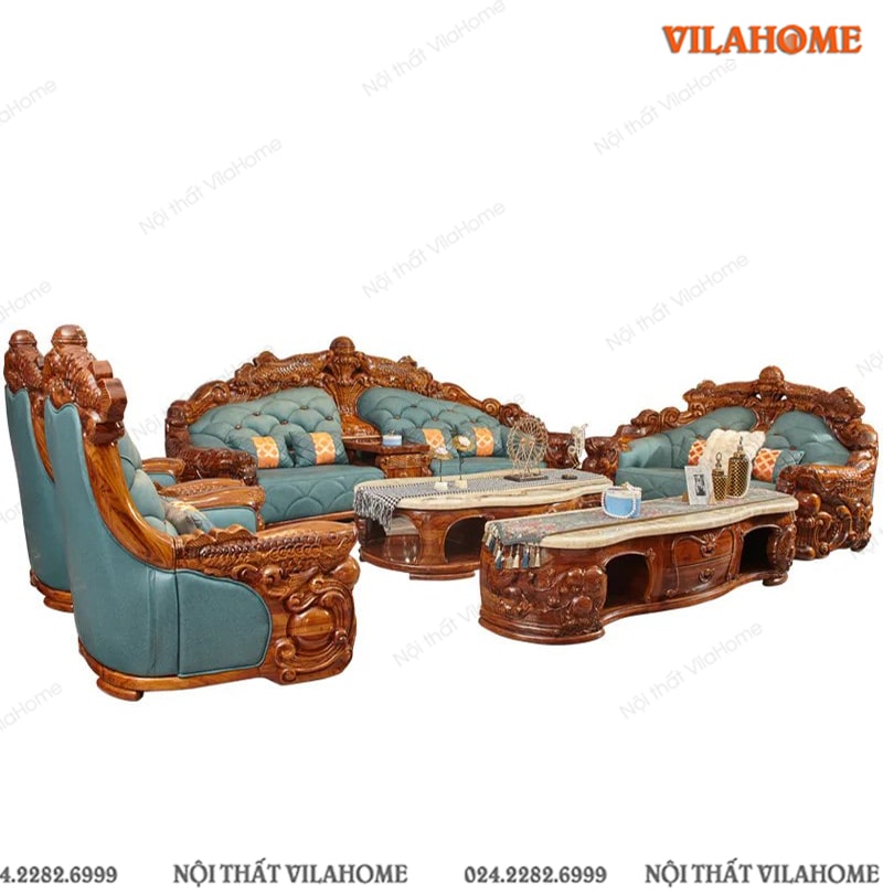 Sofa tân cổ điển gỗ mun 3200