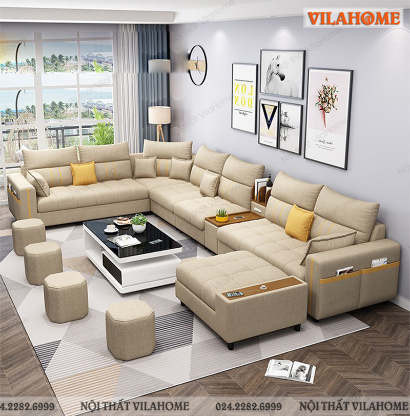 Sofa vải cho phòng khách rộng GV509