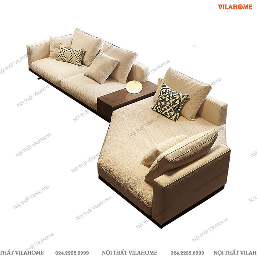 Sofa vải chữ V màu be