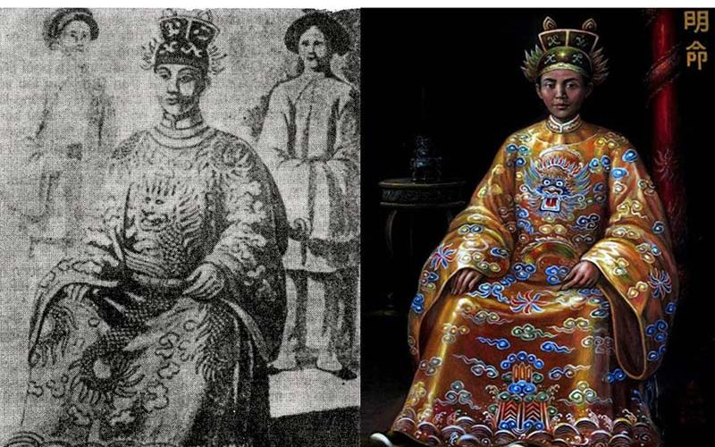 Vua Minh Mạng với trang phục màu vàng